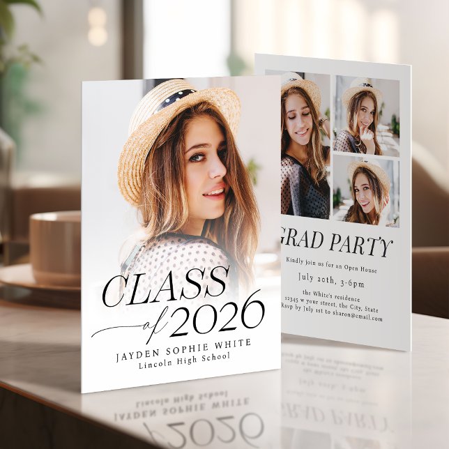 Modern Elegance Class of 2026 Photo Graduation Einladung (Modern Elegance Class of 2026 Photo Graduation Invitation)