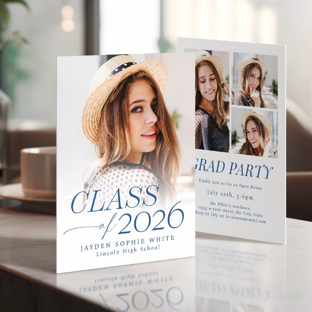 Modern Elegance Class of 2026 Photo Graduation Einladung (Modern Elegance Class of 2026 Photo Graduation Invitation)