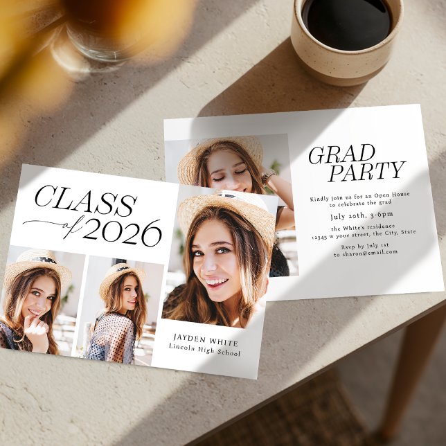 Modern Elegance Class of 2026 Photo Graduation Einladung (Modern Elegance Class of 2026 Photo Graduation Invitation)