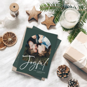 Modern elegant 1 photo typography green Christmas