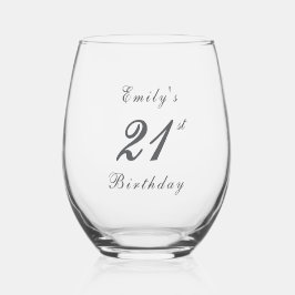 Modern Elegant 21st Birthday Party Weinglas Ohne Stiel