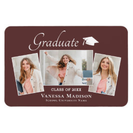 Modern | Elegant 3 Foto Grad Ankündigung Magnet