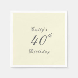 Modern Elegant 40th Birthday Party Paper Serviette