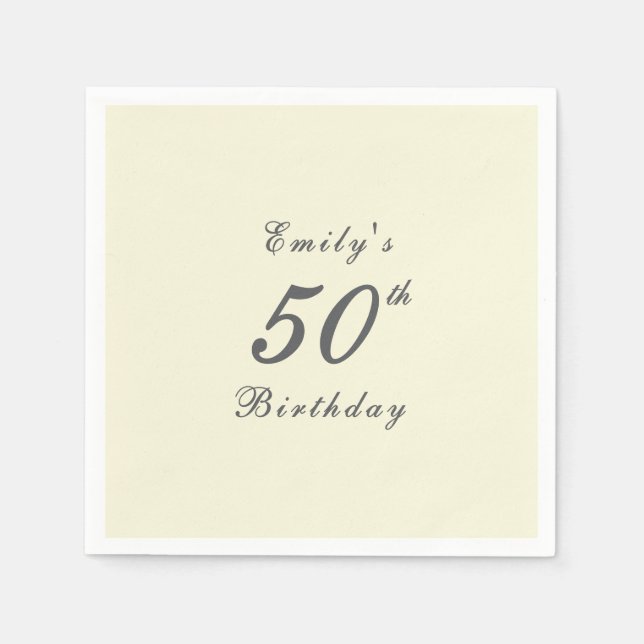 Modern Elegant 50th Birthday Party Paper Serviette (Vorderseite)