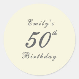 Modern Elegant 50th Birthday Party Runder Aufkleber