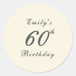 Modern Elegant 60th Birthday Party Runder Aufkleber