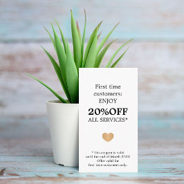 Modern Elegant Beauty Black White First Time Rabattkarte