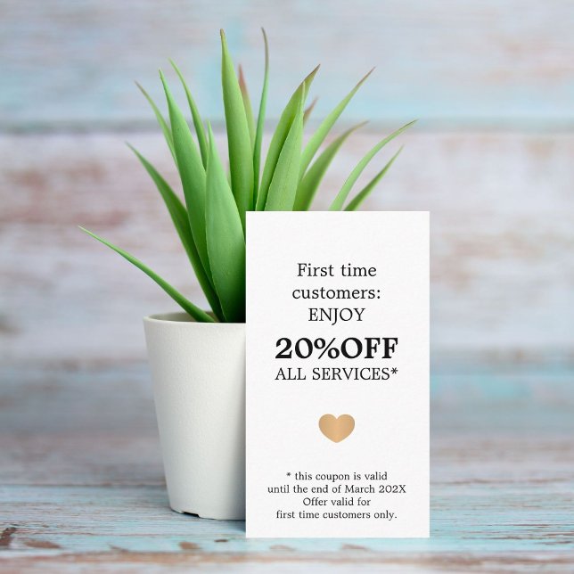 Modern Elegant Beauty Black White First Time Rabattkarte (Von Creator hochgeladen)