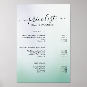 Modern Elegant Beauty Salon Preisliste Poster