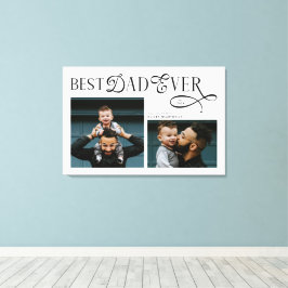 Modern Elegant Best Dad Ever 2 Photos Fathers Day Leinwanddruck