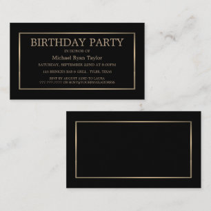 Modern & elegant, Black/Gold Geburtstagsparty Tick Visitenkarte