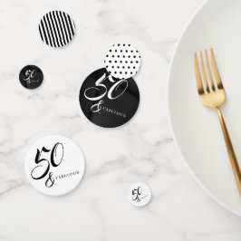 Modern Elegant Black White 50 Fabulous Birthday Konfetti