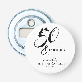 Modern Elegant Black White Fifty Fabulous Birthday Flaschenöffner