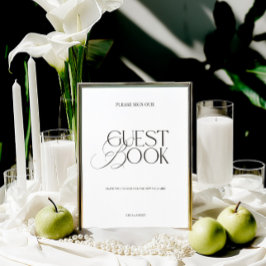 Modern Elegant Black & White Guest Book Sign