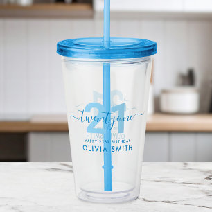 Modern Elegant Blue 21. Geburtstag Acryltrinkbecher