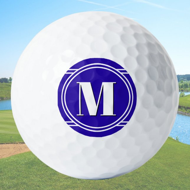 Modern Elegant Blue Custom Monogram Golfball (Von Creator hochgeladen)