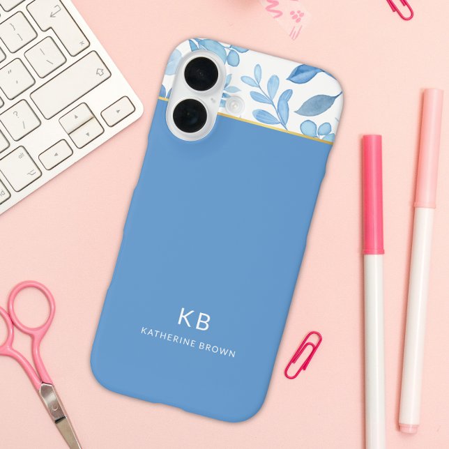 Modern Elegant Blue Floral Pattern  Case-Mate iPhone Hülle (Von Creator hochgeladen)