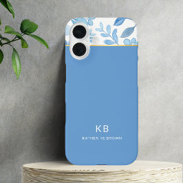 Modern Elegant Blue Floral Pattern  iPhone 16 Hülle