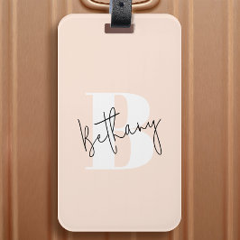 Modern Elegant Blush Pink Monogram Gepäckanhänger