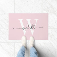 Modern Elegant Blush Pink Monogram Name Script
