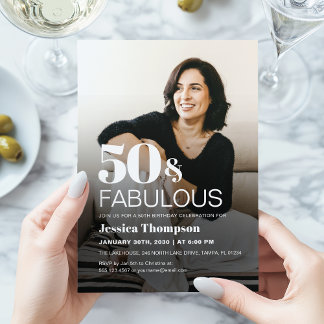 Modern Elegant Bold 50th Birthday Photo Invitation Einladung
