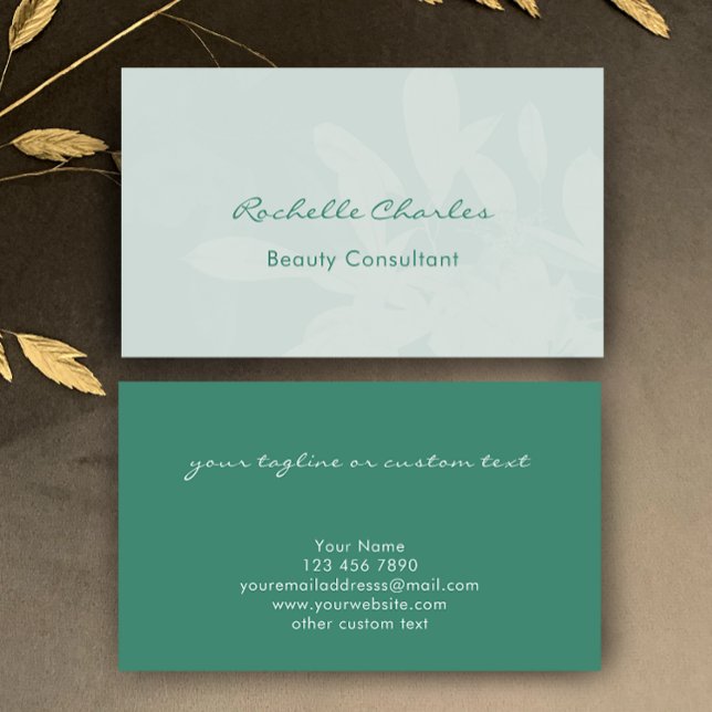 Modern Elegant Botanical Green Beauty Professional Visitenkarte (Personalize this beautiful green business card template. Elegant eucalyptus botanical unique design.)