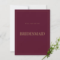 Modern & elegant Burgund Bridesmaid-Vorschlagskart
