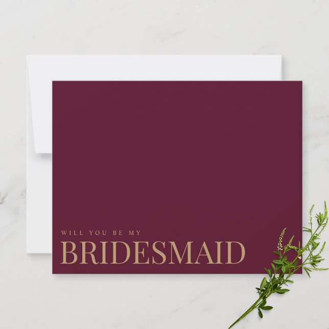 Modern & elegant Burgund Bridesmaid-Vorschlagskart Save The Date (Von Creator hochgeladen)