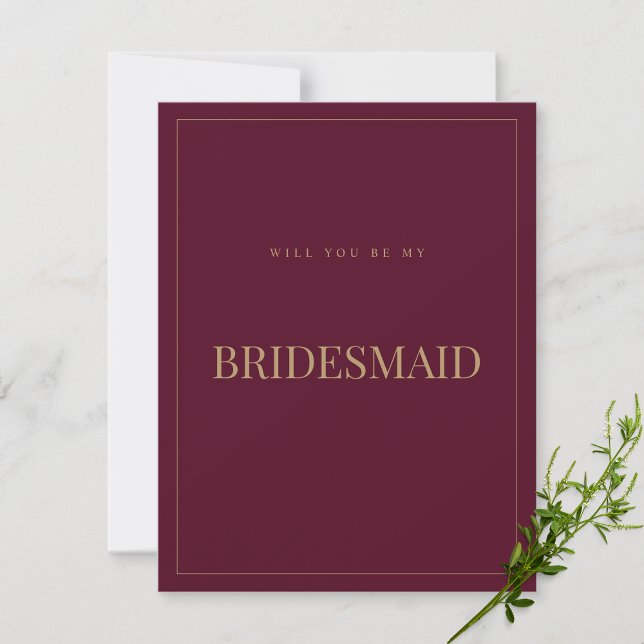 Modern & elegant Burgund Bridesmaid-Vorschlagskart Save The Date (Von Creator hochgeladen)