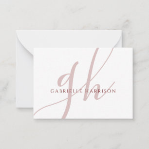 Modern Elegant Burgundy Script Monogram Name Mitteilungskarte