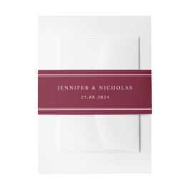 Modern Elegant Burgundy Wedding Einladungsbanderole