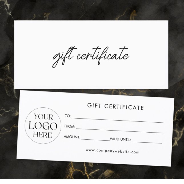 Modern Elegant Business Logo Gift Certificate (Front and Back)
