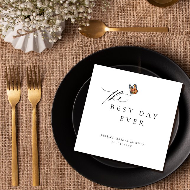 Modern Elegant Butterfly Bridal Shower Serviette (Von Creator hochgeladen)