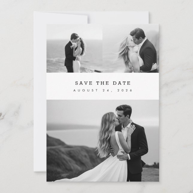 Modern Elegant Classic Photo Collage Wedding Save The Date (Vorderseite)