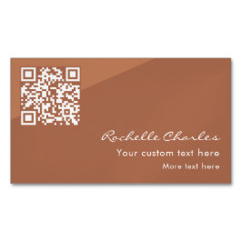 Modern Elegant Copper Tan QR Code Magnetische Visitenkarte