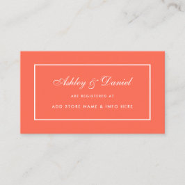 Modern Elegant Coral Wedding Registry Insert Card