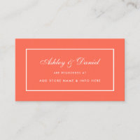 Modern Elegant Coral Wedding Registry Insert Card