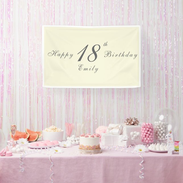 Modern Elegant Cream 18th Birthday Party Banner (Party)