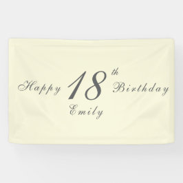 Modern Elegant Cream 18th Birthday Party Banner