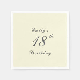 Modern Elegant Cream 18th Birthday Party Paper Serviette