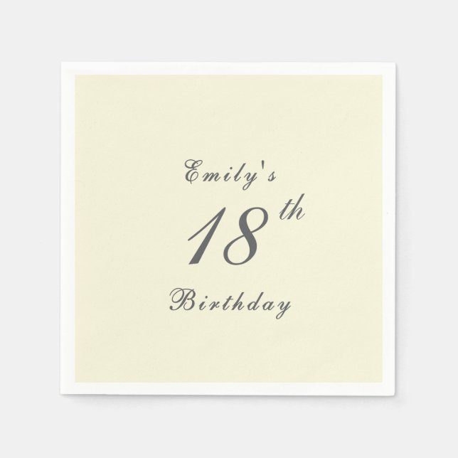 Modern Elegant Cream 18th Birthday Party Paper Serviette (Vorderseite)
