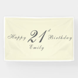 Modern Elegant Cream 21st Birthday Party Banner