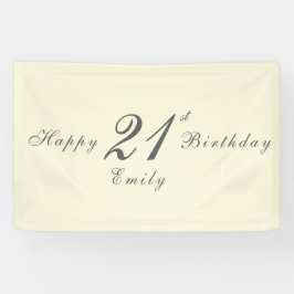Modern Elegant Cream 21st Birthday Party Banner