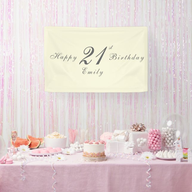 Modern Elegant Cream 21st Birthday Party Banner (Party)