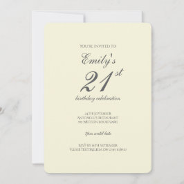 Modern Elegant Cream 21st Birthday Party Einladung
