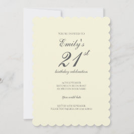 Modern Elegant Cream 21st Birthday Party Einladung