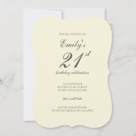 Modern Elegant Cream 21st Birthday Party Einladung