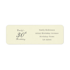 Modern Elegant Cream 30th Birthday Party Address