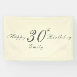 Modern Elegant Cream 30th Birthday Party Banner