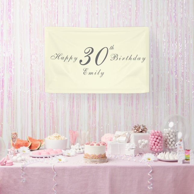 Modern Elegant Cream 30th Birthday Party Banner (Party)
